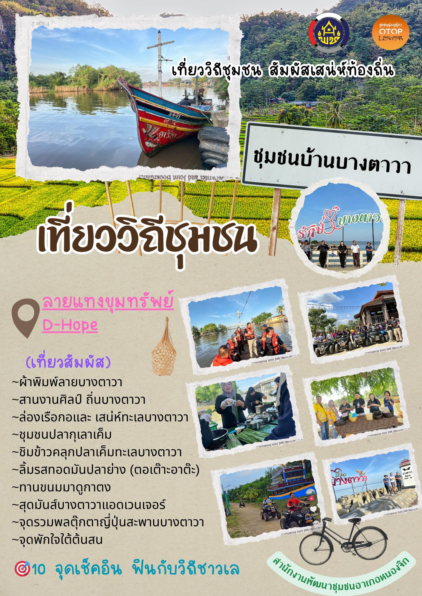 ชุมชนท่องเที่ยว OTOP นวัตวิถี  บ้านบางตาวา ตำบลบางตาวา อำเภอหนองจิก จังหวัดปัตตานี